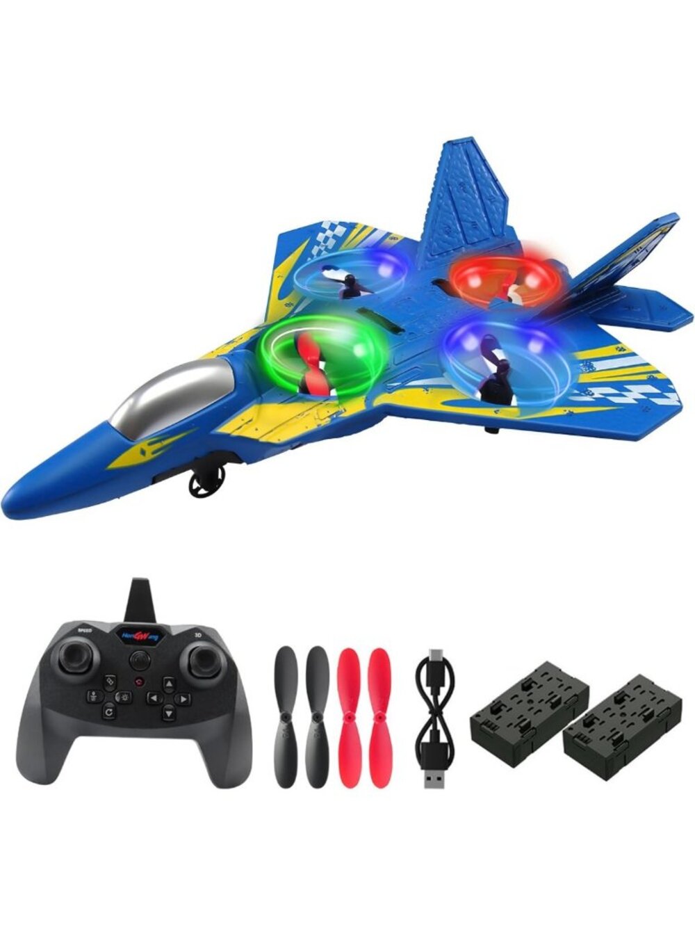 Remote Control Airplane 2.4GHz, Stunt Jet Fighter with Lights & 360° Flip